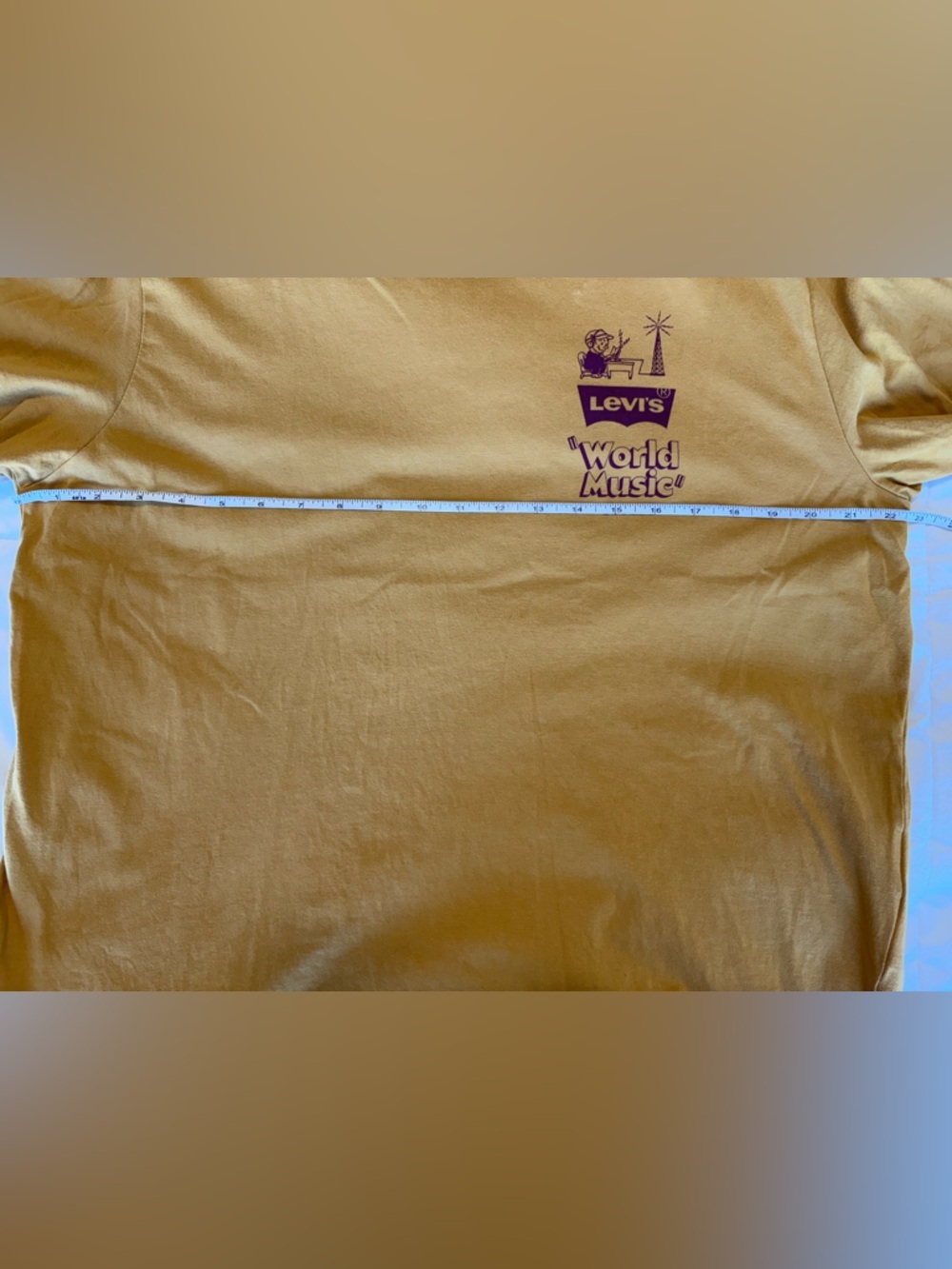 Levis World Music 501 FM Graphic Tee Mustard Yellow Size L - Picture 7 of 9